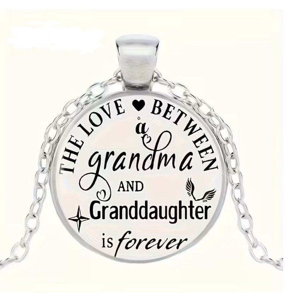 Round Silver Pendant Necklace Meaningful Love Forever Charm Grndma Granddaughter